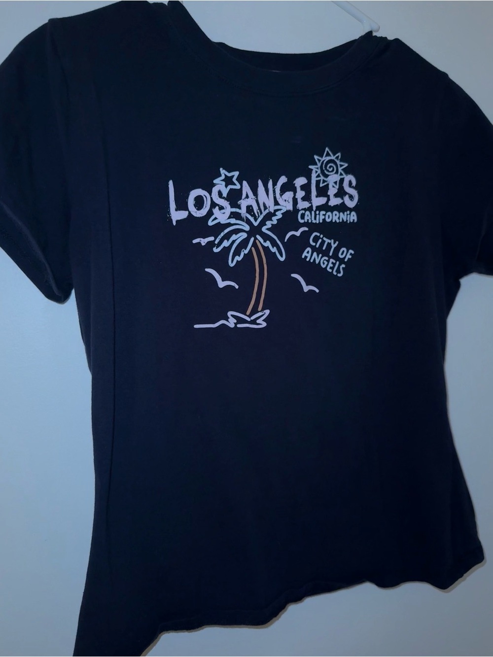 persaya dark blue los angeles short sleeve graphic top